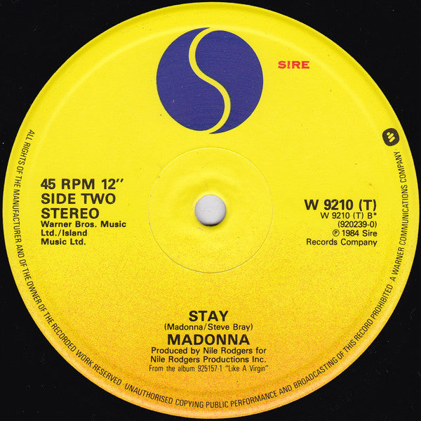 Madonna : Like A Virgin (U.S. Dance Remix) / Stay (12", Single)