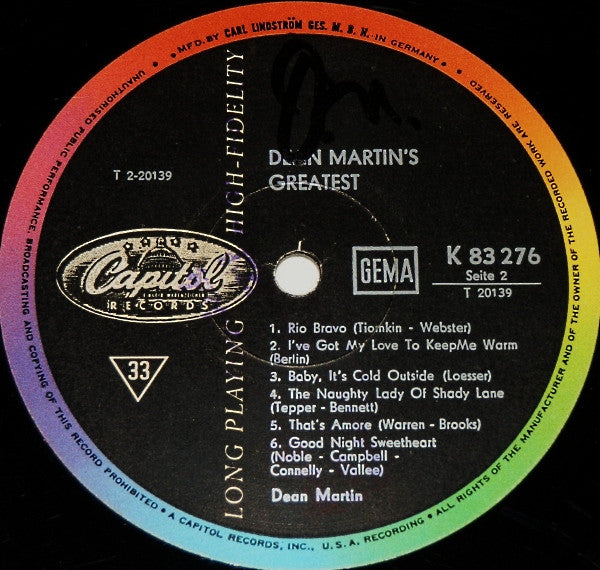 Dean Martin : Dean Martin's Greatest (LP, Comp, Mono)