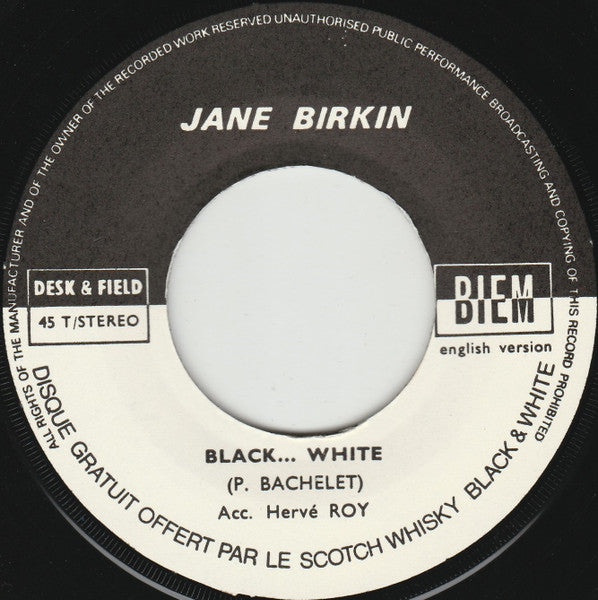 Jane Birkin : Black... White (7", Single)