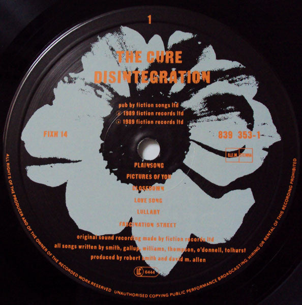 The Cure : Disintegration (LP, Album, Smo)
