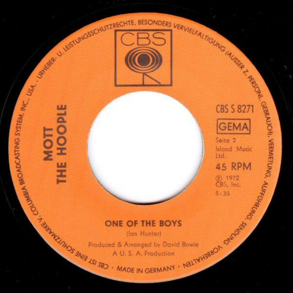 Mott The Hoople : All The Young Dudes (7", Single, Promo)