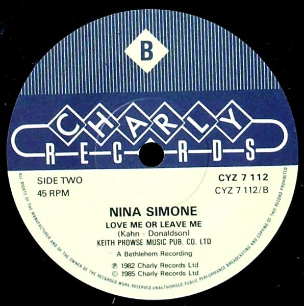 Nina Simone : My Baby Just Cares For Me (7", Single, Mat)