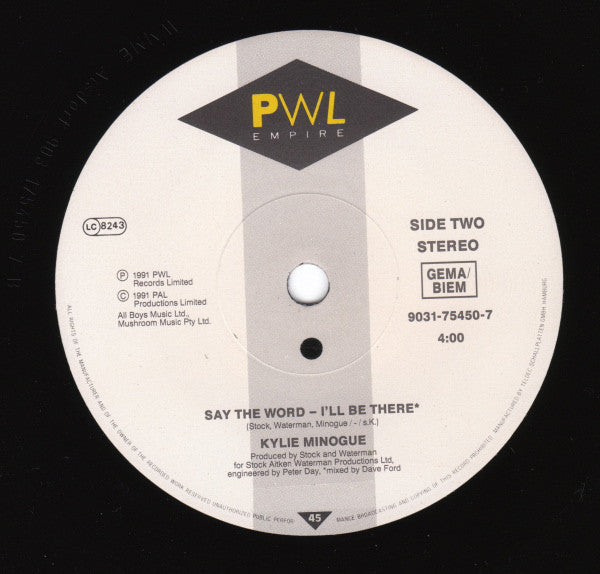Kylie Minogue : Word Is Out (7", Single, Sma)