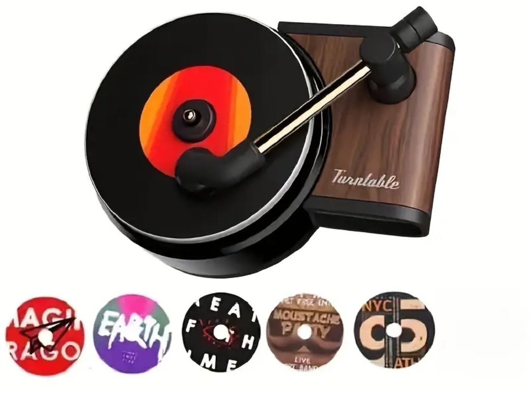 Retro platenspeler luchtverfrisser voor in de auto