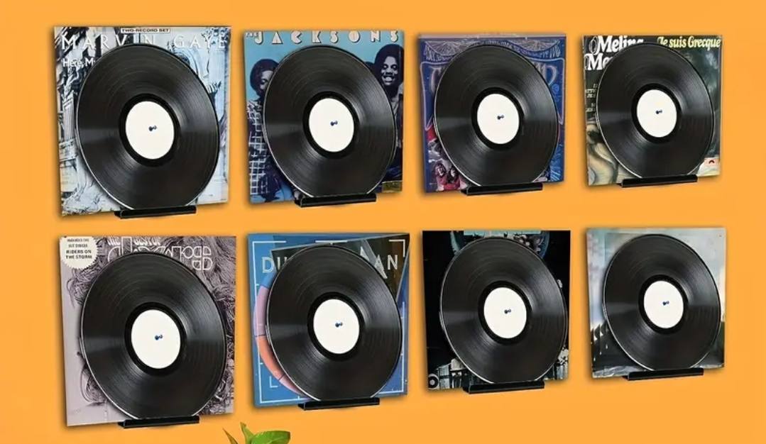 Acryl LP Houders voor de Muur. Ophangsysteem - zwart