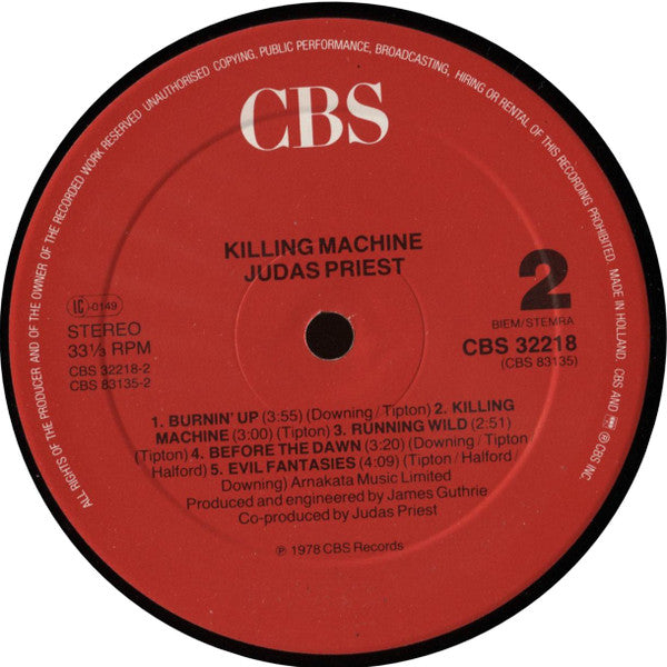 Judas Priest : Killing Machine (LP, Album, RE)