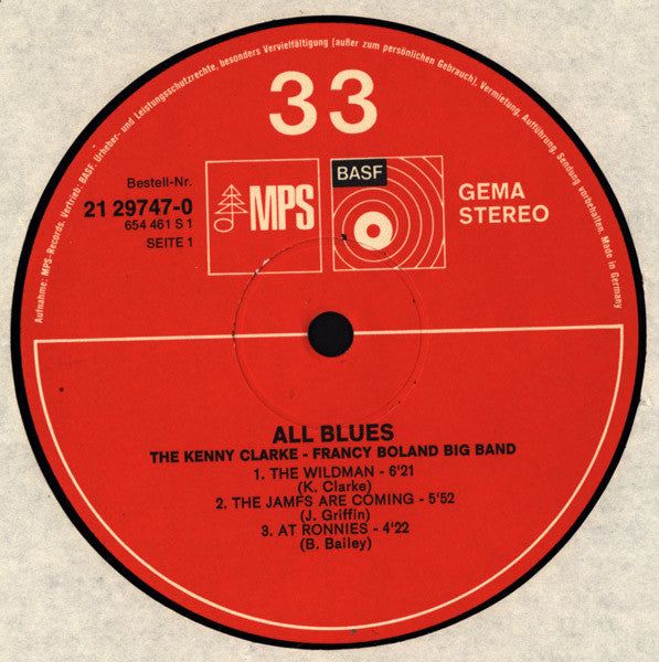 The Kenny Clarke-Francy Boland Big Band* : All Blues (LP, Album, RE, RP)