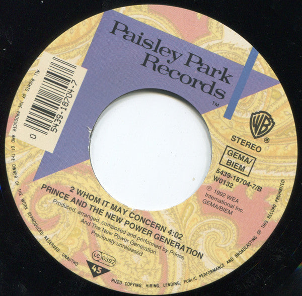 Prince And The New Power Generation : My Name Is Prince (7", Single, Lar)
