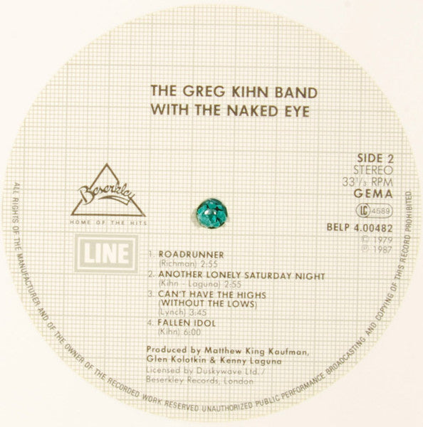 Greg Kihn Band : With The Naked Eye (LP, Album, RE, Whi)