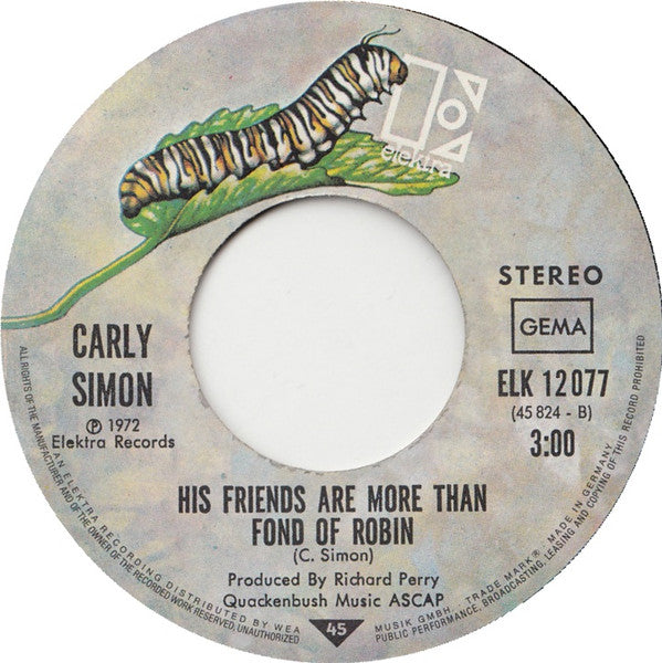 Carly Simon : You're So Vain (7", Single)