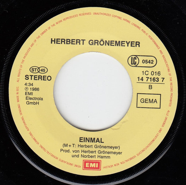 Herbert Grönemeyer : Tanzen / Einmal (7", Single)