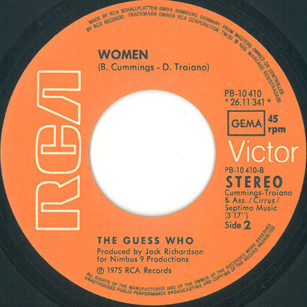 The Guess Who : When The Band Was Singin' "Shakin' All Over" (7", Single)