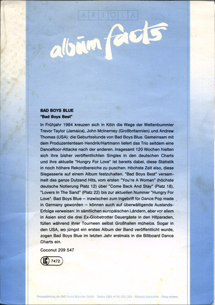 Bad Boys Blue : Bad Boys Best (LP, Comp)