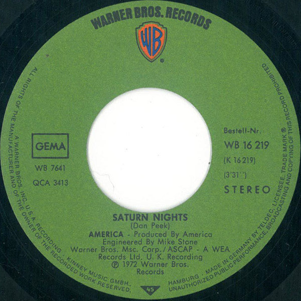 America (2) : Ventura Highway (7", Single)