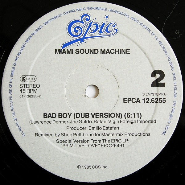 Miami Sound Machine : Bad Boy (Remix) (12", Maxi)