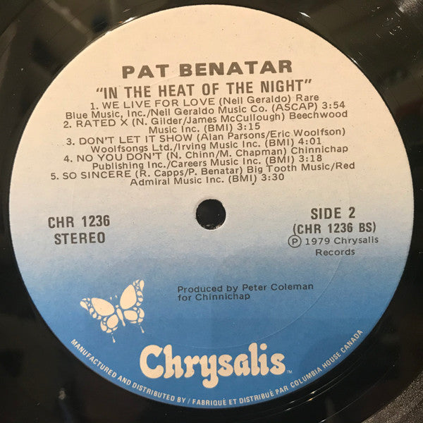 Pat Benatar : In The Heat Of The Night (LP, Album, Club)