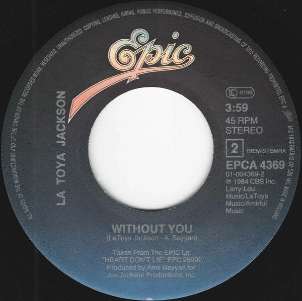 La Toya Jackson : Heart Don't Lie (7", Single, Promo)