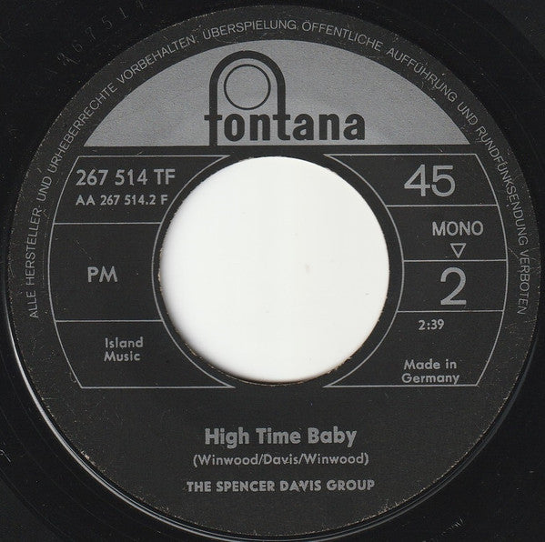 The Spencer Davis Group : Keep On Running (7", Single, Mono)