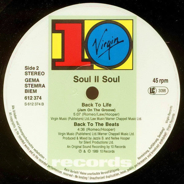 Soul II Soul : Back To Life (Club Mix) (12", Single)