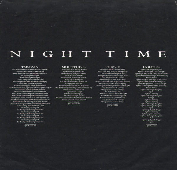Killing Joke : Night Time (LP, Album)