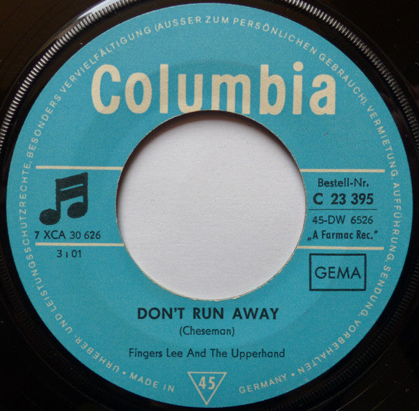 Fingers Lee & The Upper Hand : Bossy Boss / Don't Run Away (7", Single)
