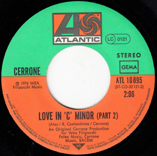 Cerrone : Love In C Minor (Part I & II) (7", Single, RE)
