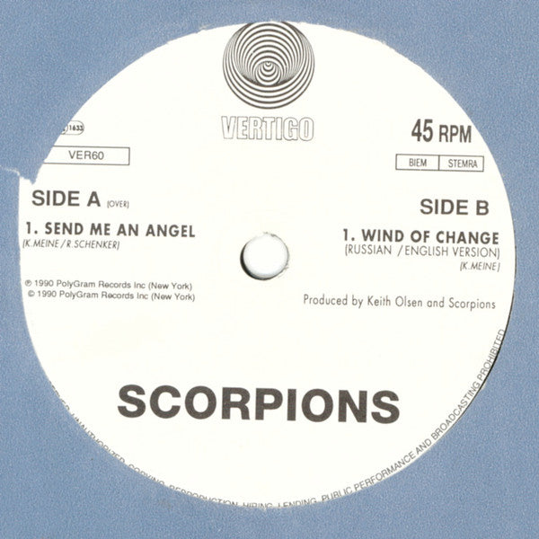 Scorpions : Send Me An Angel (7", Single)