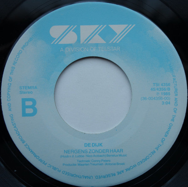 De Dijk : Veel Nacht (En Weinig Maan) / Nergens Zonder Haar (7", Single)