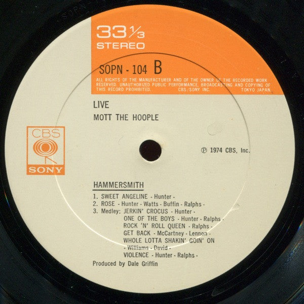 Mott The Hoople : Mott The Hoople Live (LP, Album)