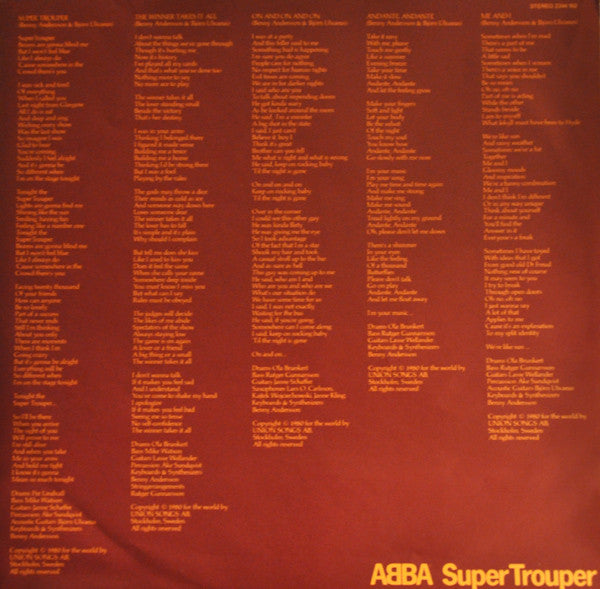 ABBA : Super Trouper (LP, Album, Inj)