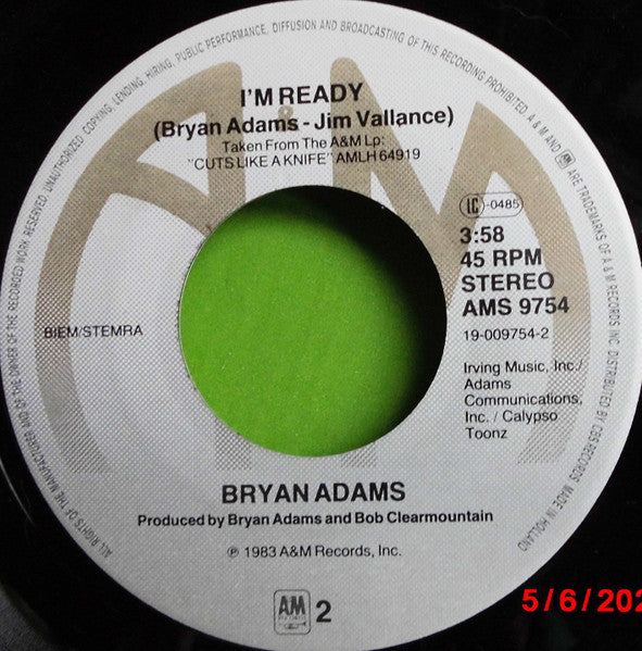 Bryan Adams : The Best Was Yet To Come (7", Single)