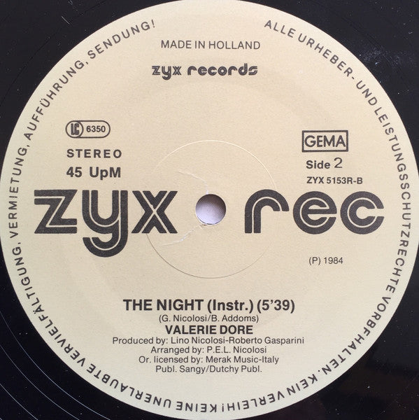 Valerie Dore : The Night (Special Remix) (12")