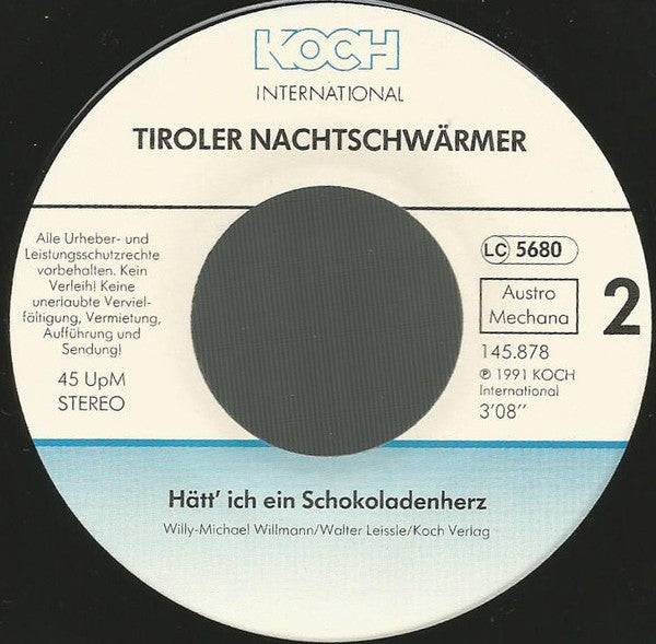 Tiroler Nachtschwärmer : Rose Der Liebe (7", Single)