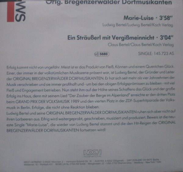 Original Bregenzerwälder Dorfmusikanten : Marie-Luise (7", Single)