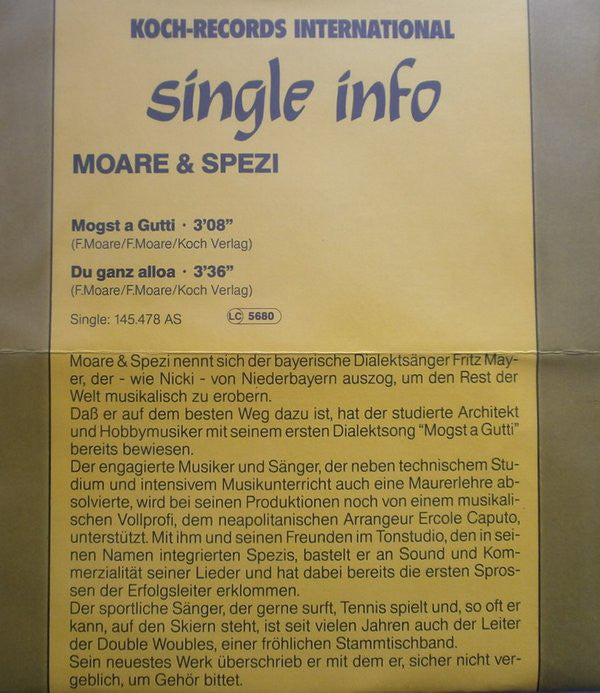 Moare Und Spezi* : Mogst A Gutti (7", Single)