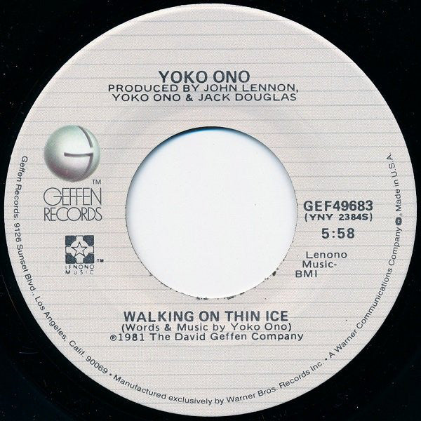 Yoko Ono : Walking On Thin Ice - For John (7", Spe)