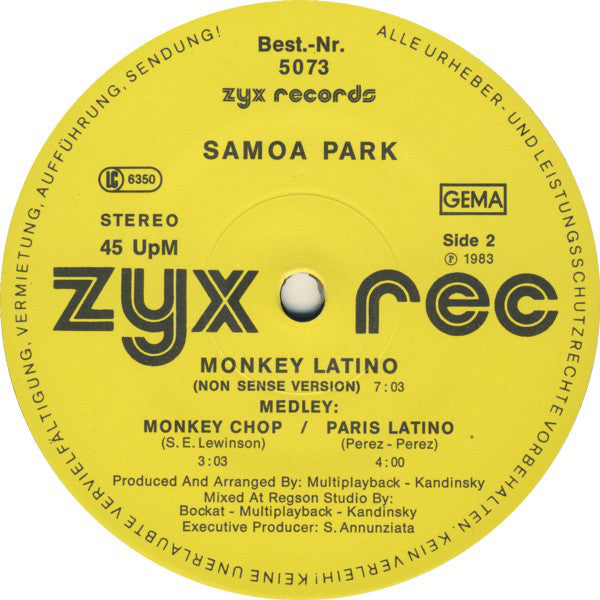 Samoa Park : Monkey Latino (12")