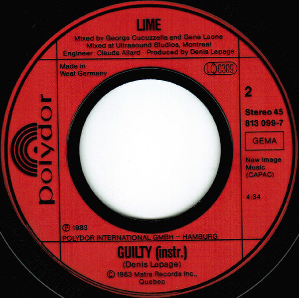 Lime (2) : Guilty (7", Single)