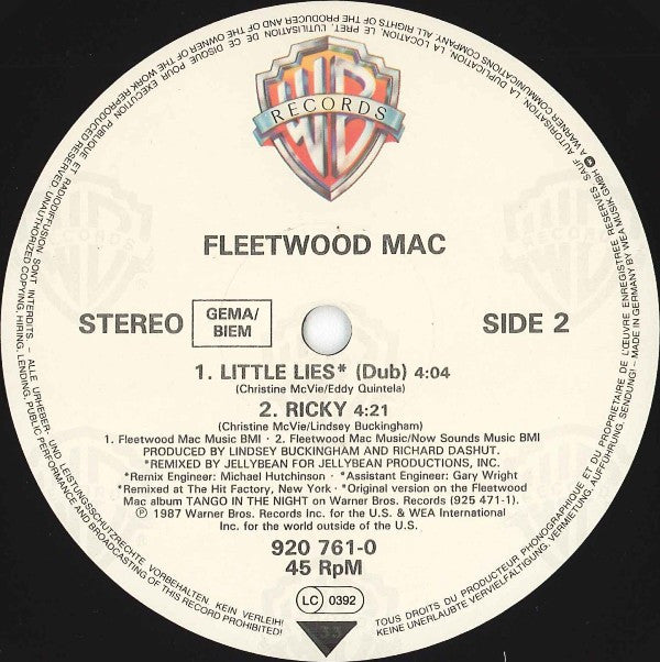Fleetwood Mac : Little Lies (Extended Version) (12", Single)