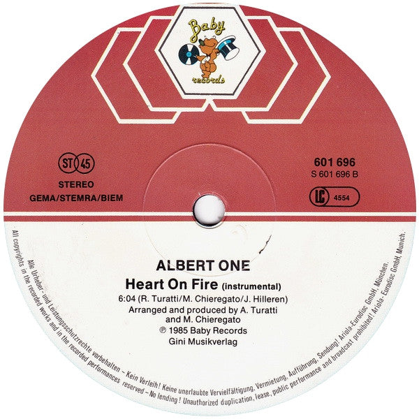 Albert One : Heart On Fire (12", Maxi)