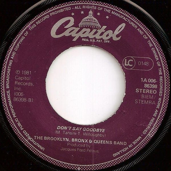 The Brooklyn, Bronx & Queens Band : On The Beat (7", Single)