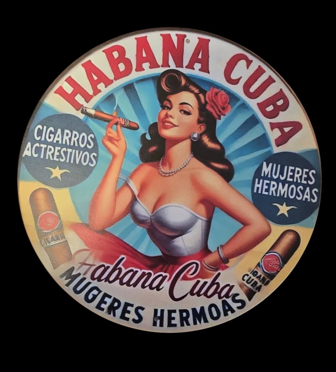 Rond Retro Metalen Bord – Habana Cuba