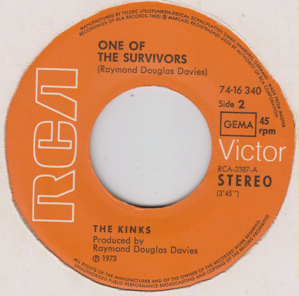 The Kinks : Sitting In The Midday Sun / One Of The Survivors (7", Single)