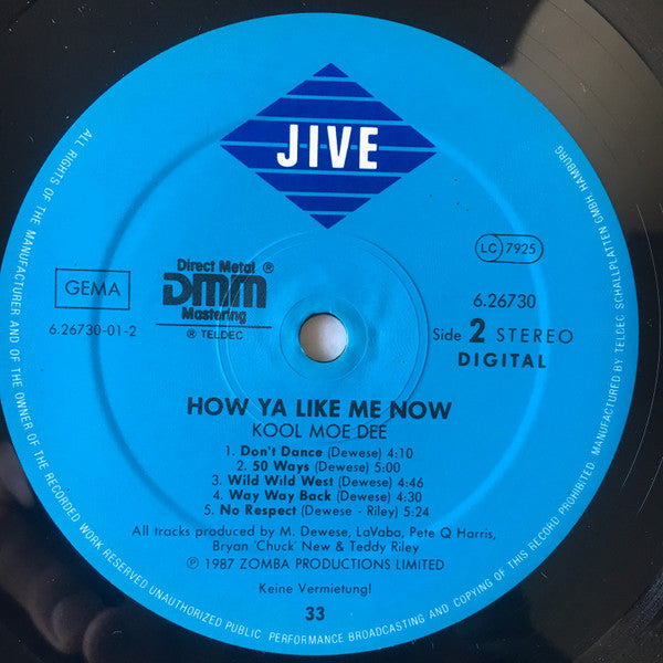 Kool Moe Dee : How Ya Like Me Now (LP, Album, DMM)