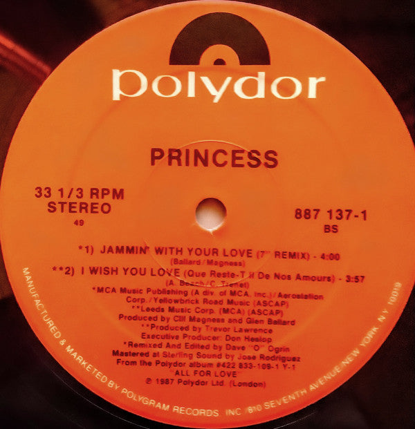 Princess : Jammin' With Your Love (12", Single)