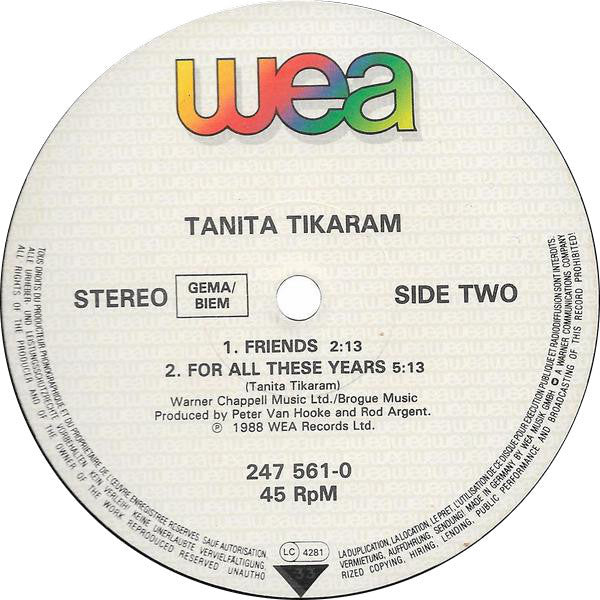Tanita Tikaram : Twist In My Sobriety (Full Length Version) (12")