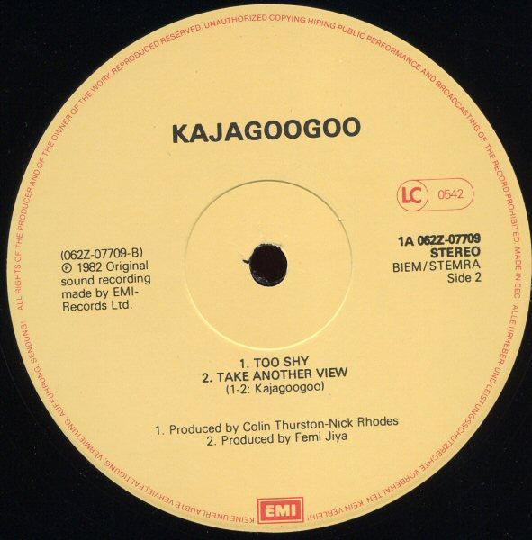 Kajagoogoo : Too Shy (Midnight Mix) (12")