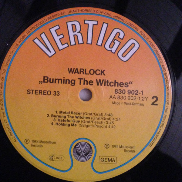 Warlock (2) : Burning The Witches (LP, Album, RE)