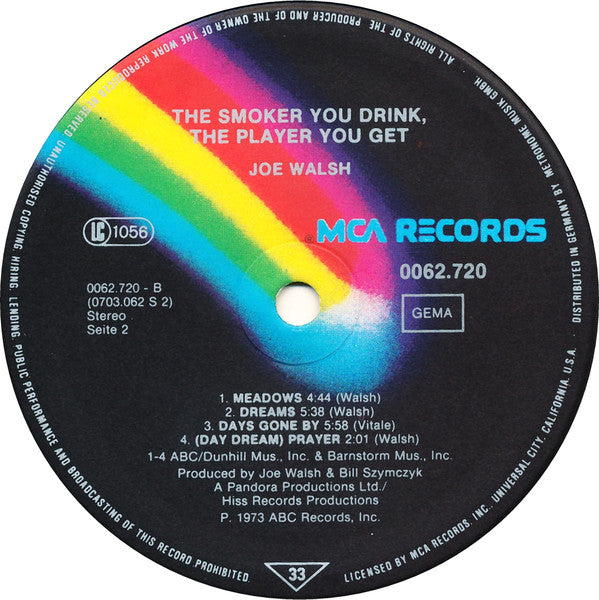 Joe Walsh : The Smoker You Drink, The Player You Get (LP, Album, RE)