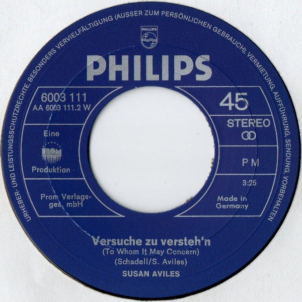 Susan Aviles* : Frag Nicht Wann / Versuche Zu Versteh'n (7", Single)